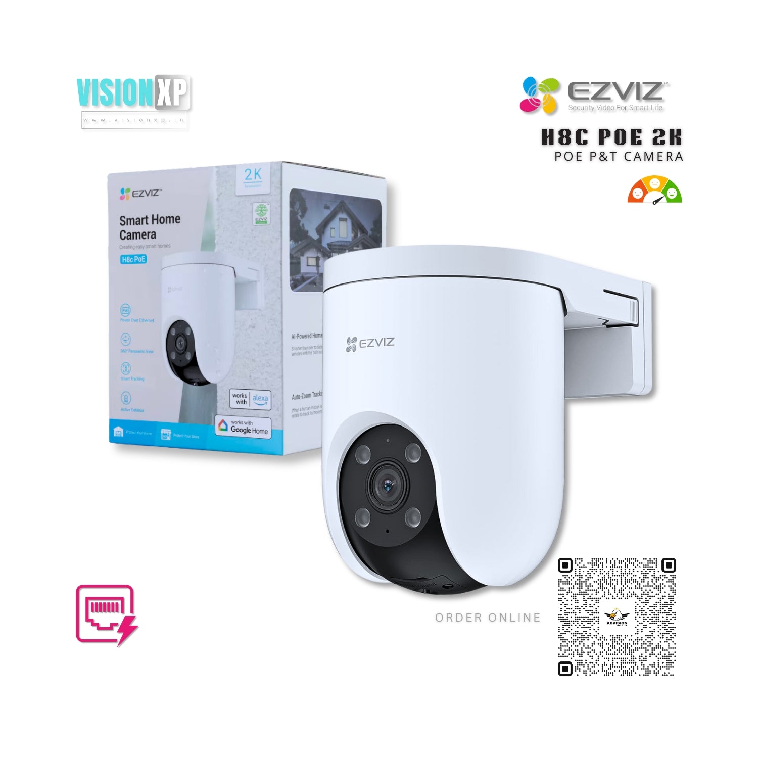 Ezviz H8c PoE 2K Resolution Pan & Tilt PoE IP Camera Ezviz H8c PoE 2K Resolution Pan & Tilt PoE IP Camera